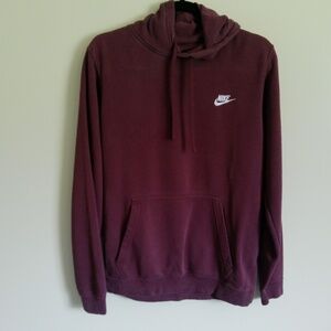 Nike Burgundy Pullover Hoodie with White Swoosh